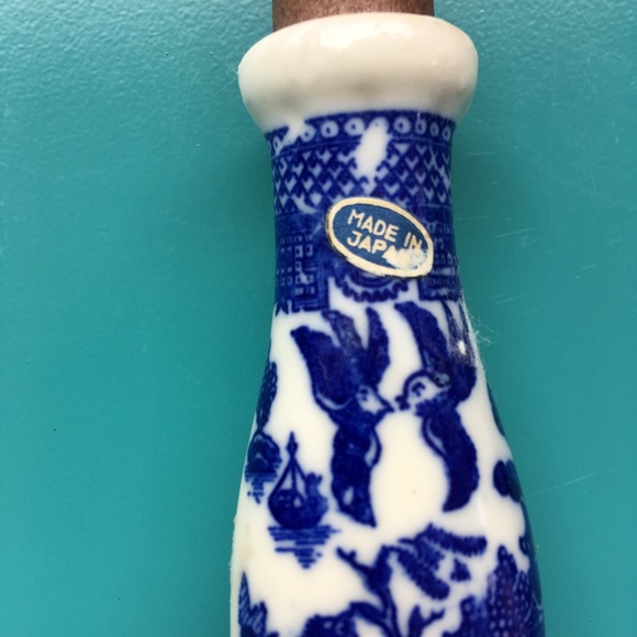 🌻Vintage Delft Blue Ceramic Wooden Utsensil Set - Picture 6 of 6